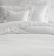 White - 100% Pure Linen | Linen Cotton Mix | 3 Piece Ruffle Duvet Cover Set | Handmade | Pre-washed | Soft